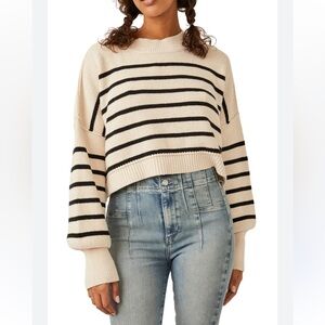 Free People Easy Street Stripe Rib
Crop Sweater Medium White and Black stripe